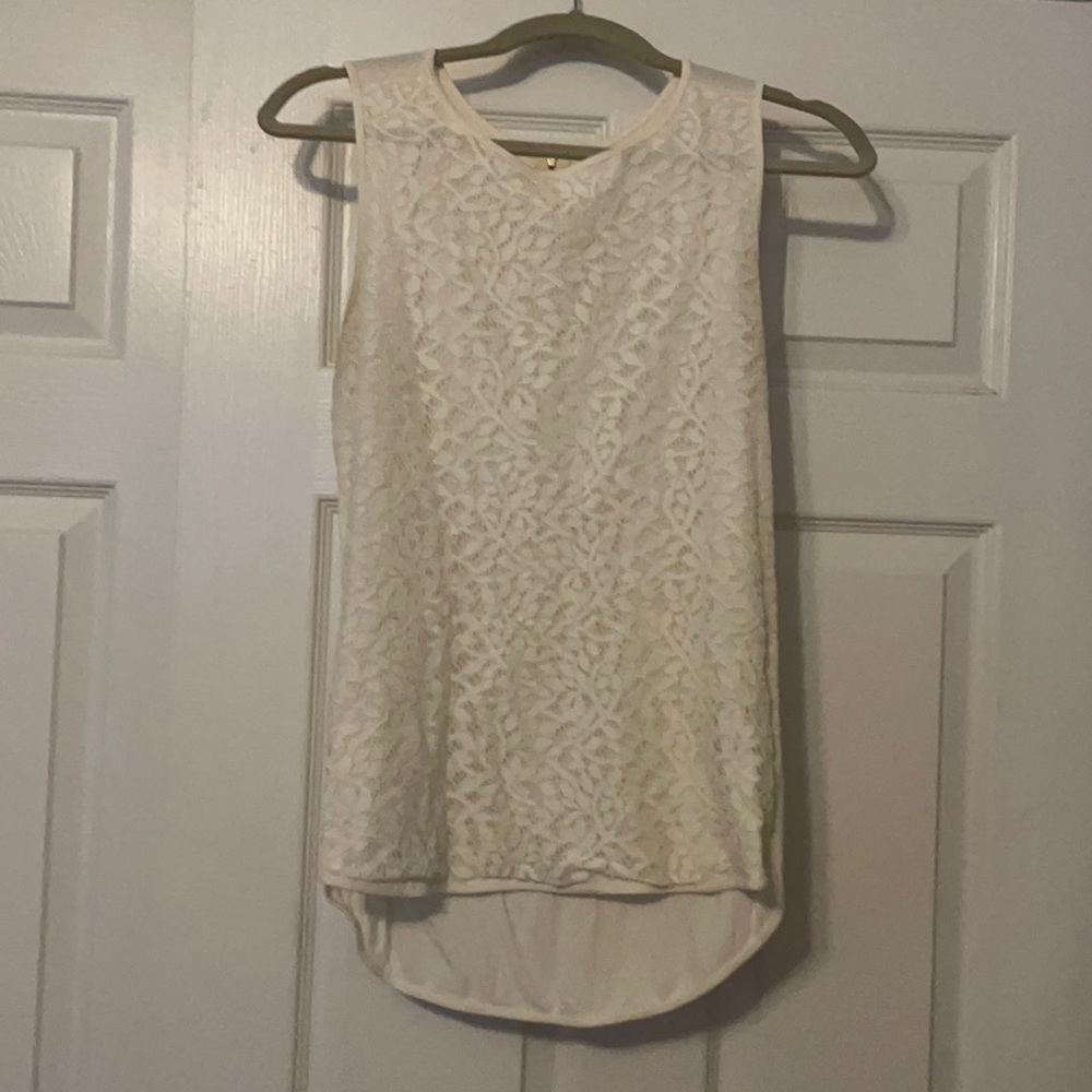 LOFT lace front ivory tank top